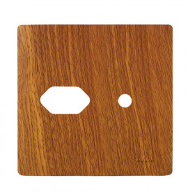 Placa 4x4 1 Tomada + Furo - Novara Cumaru